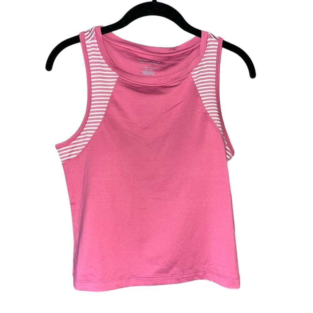 Pink Athletic Tank with‎ Striped Accents Workout Yoga Sports Activewear A63